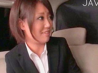 Japanese office girl's porn XXX with nippon stud's cock in car thrills Tokyo dude.